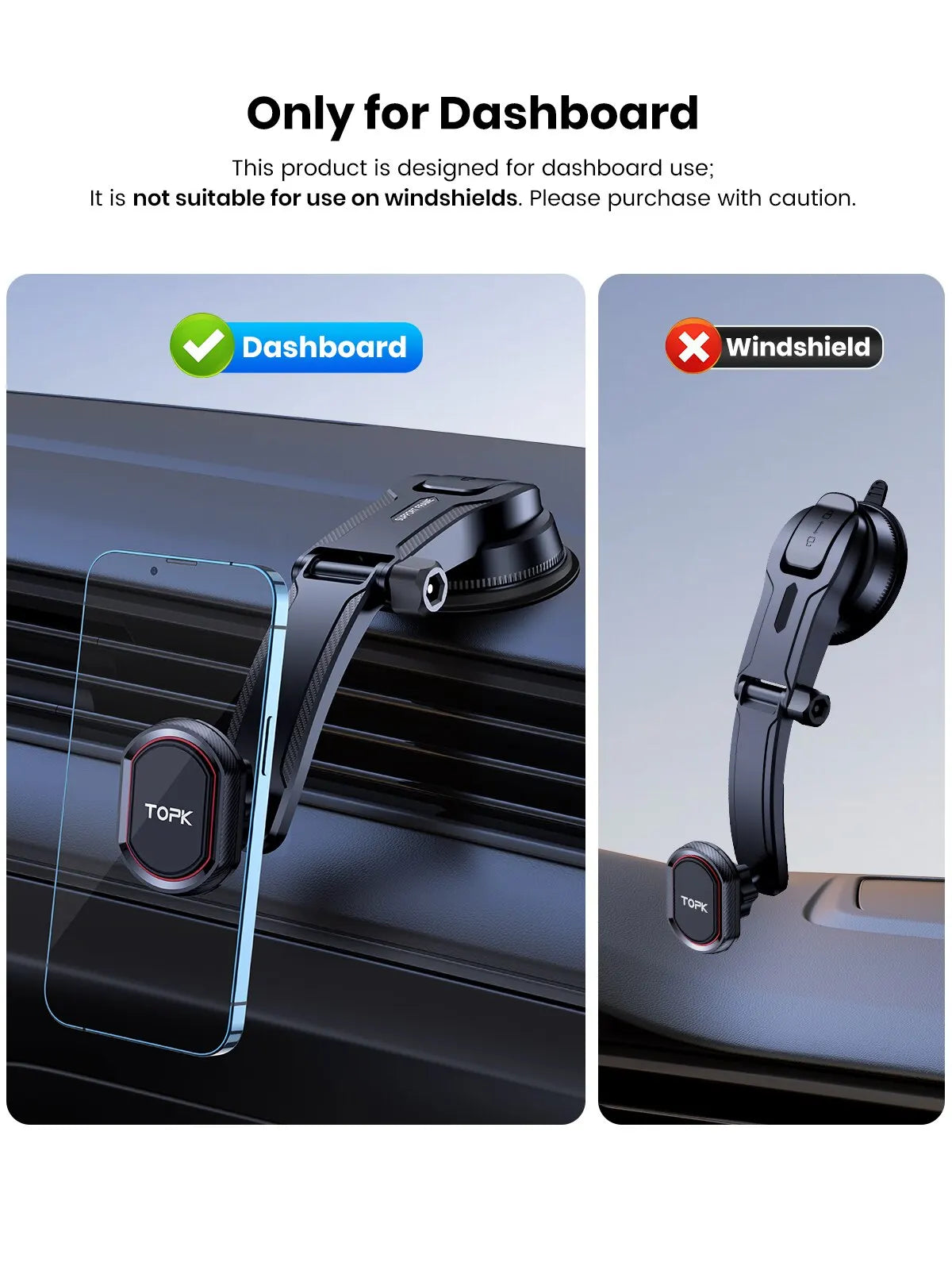 Support Voiture TOPK – Porte-Téléphone Universel Gravité (Pare-brise & Aération)