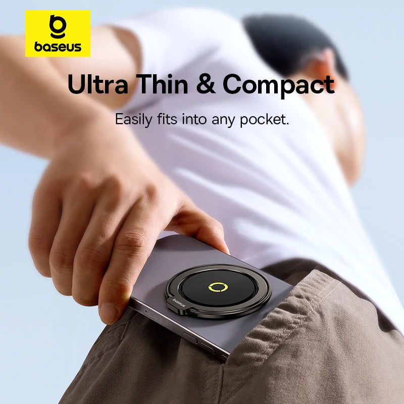 Support Magnétique 360° Baseus – Anneau MagSafe pour iPhone (Charge & Stand)