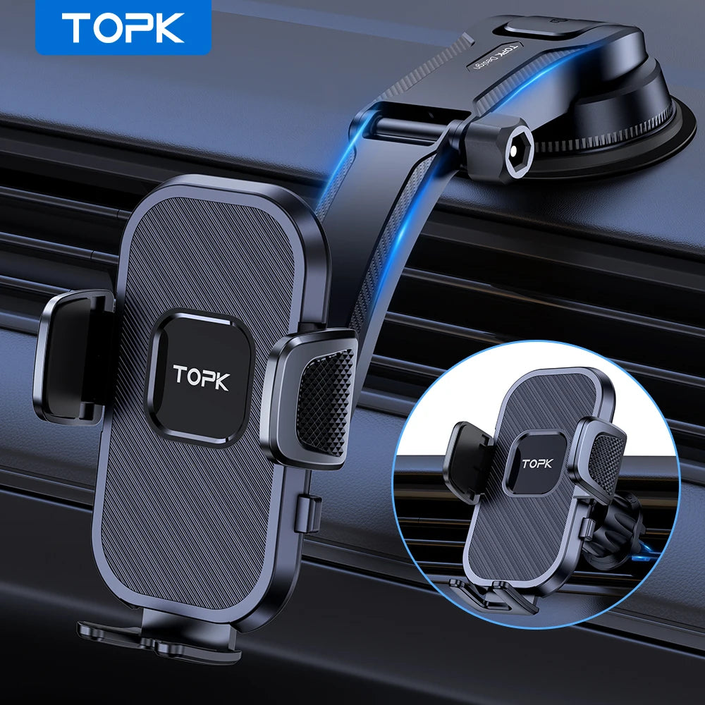 Support Voiture TOPK – Porte-Téléphone Universel Gravité (Pare-brise & Aération)