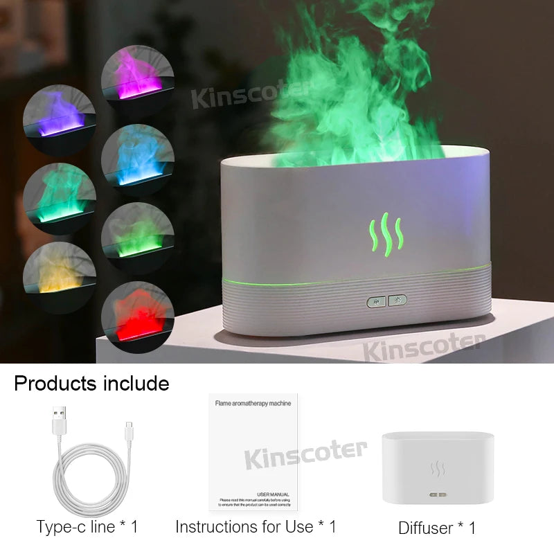 Diffuseur d’Arômes à Effet Flamme | Humidificateur LED Ultrasonique – Relaxation & Décoration