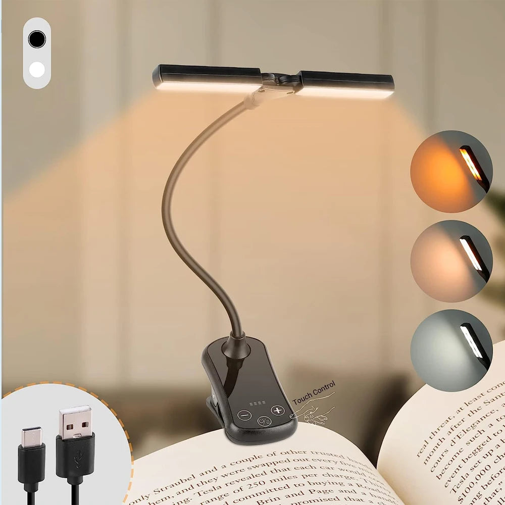 Lampe de Lecture LED 14 Lumières – Rechargeable USB, Clip & 3 Modes