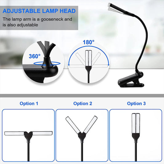 Lampe de Lecture LED 14 Lumières – Rechargeable USB, Clip & 3 Modes